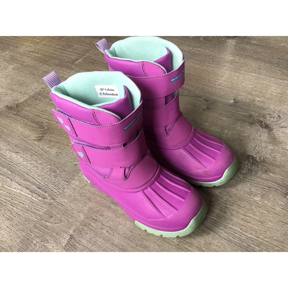 Skechers Girls Size 3 Snow Slopes Rainier WP Insulated Boots Purple Aqua 302923L